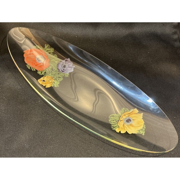 Vintage Chance Glass England 1965 Fiestaware Anemone Pattern Long Oval Dish - Picture 1 of 10